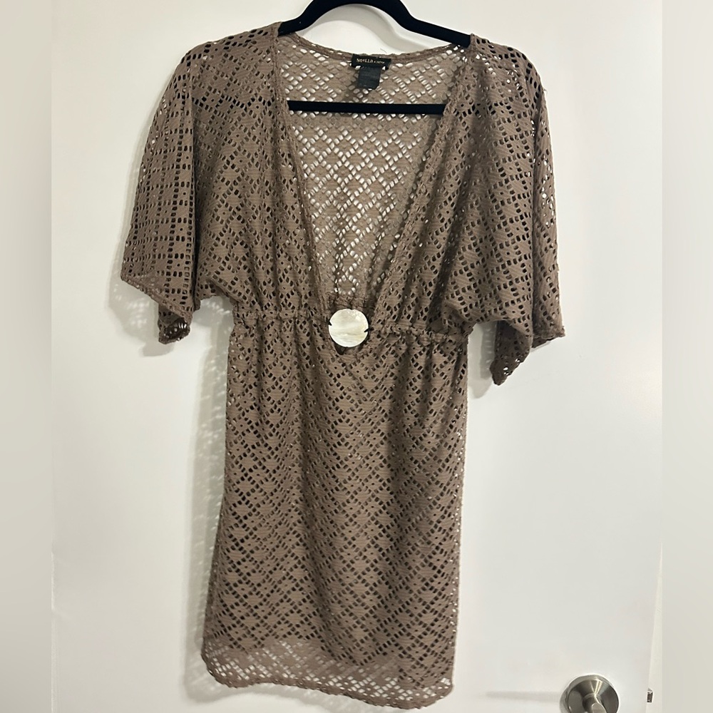 Stella Cruz Brown Crochet Cover-Up
